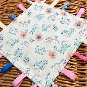 Neutral Unicorn Handmade Tag Sensory Blanket.